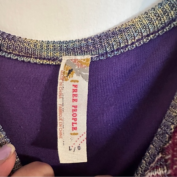 Free People Sunrise Knit Sweater Stretchy Dress Purple Raven women L - Picture 6 of 14